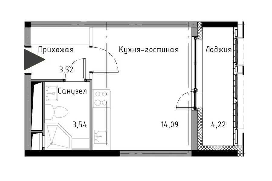 Студия в : площадь 23.26 м2 , этаж: 10 – купить в Санкт-Петербурге